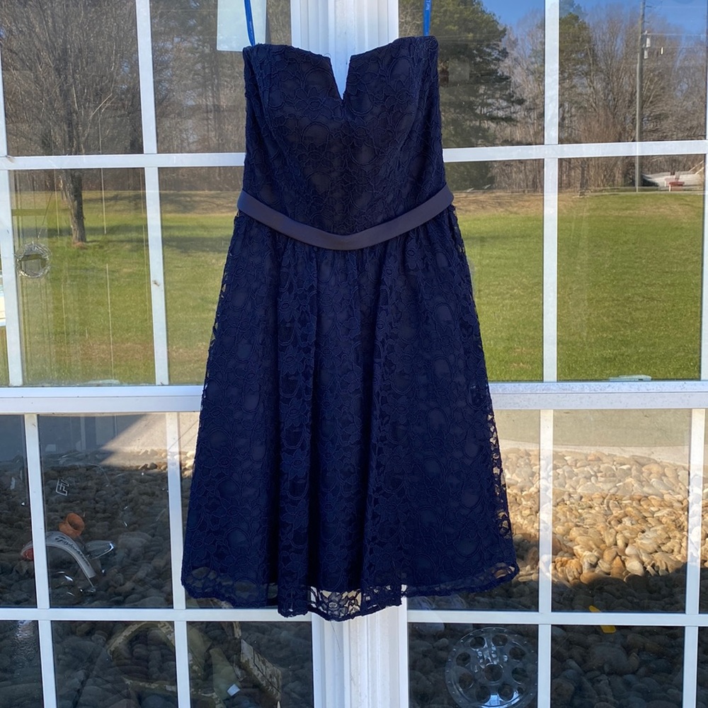 Navy lace formal dress.